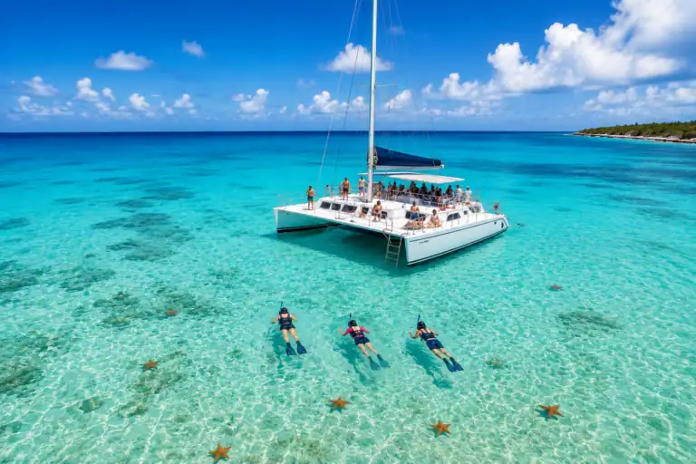Catamaran snorkeling excursion at El Cielo in Cozumel, one of the best shore excursions for cruise passengers.