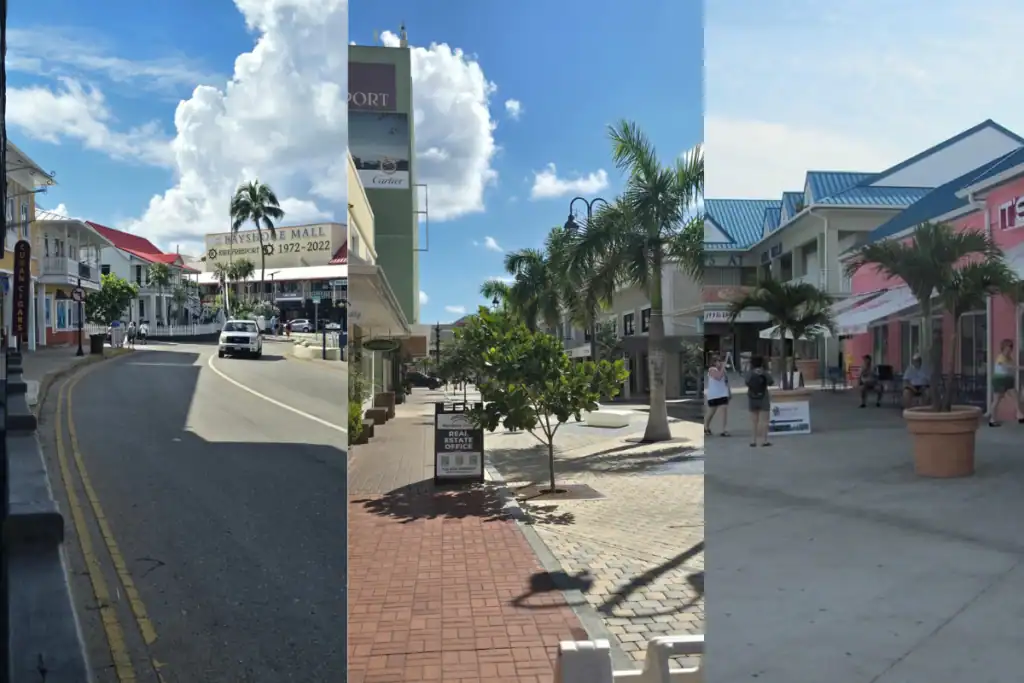 Shopping streets and malls in George Town Grand Cayman near the cruise port